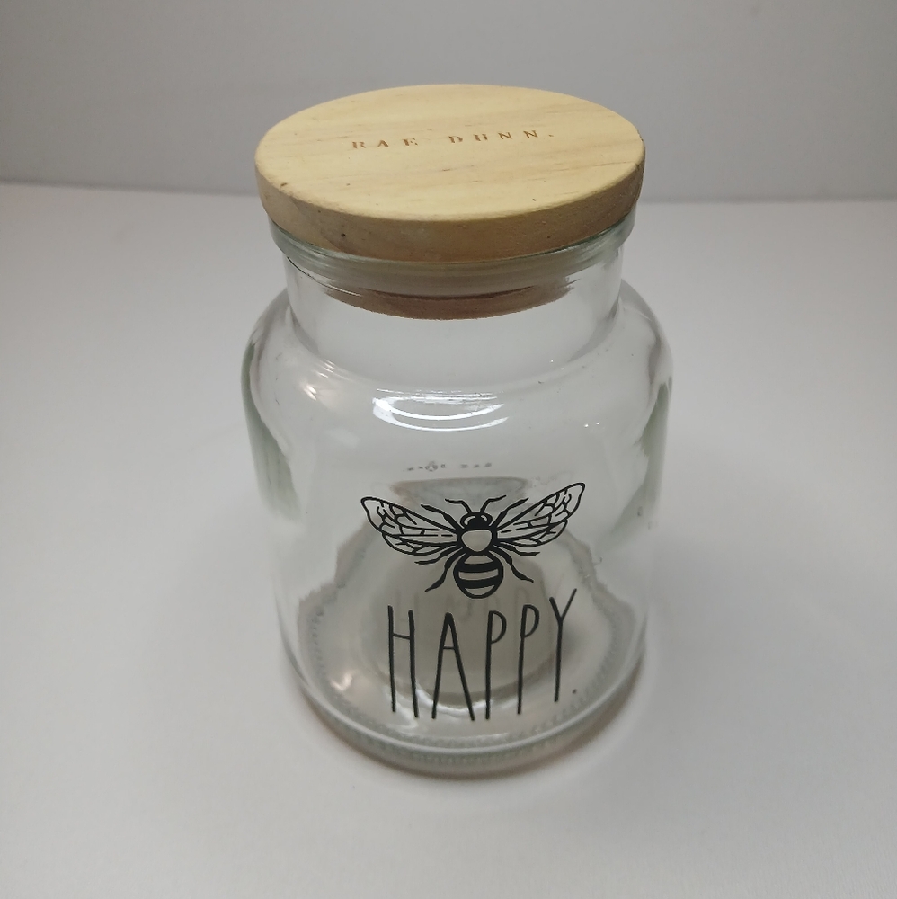 Rae Dunn Bee Happy Glass Jar